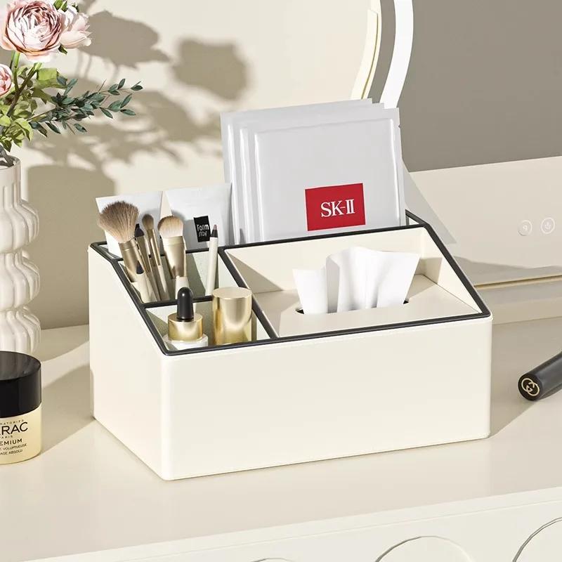 Tissue Box Living Room Coffee Table Paper Box Desktop Organizer Remote Control Office Multi-function Storage Box
