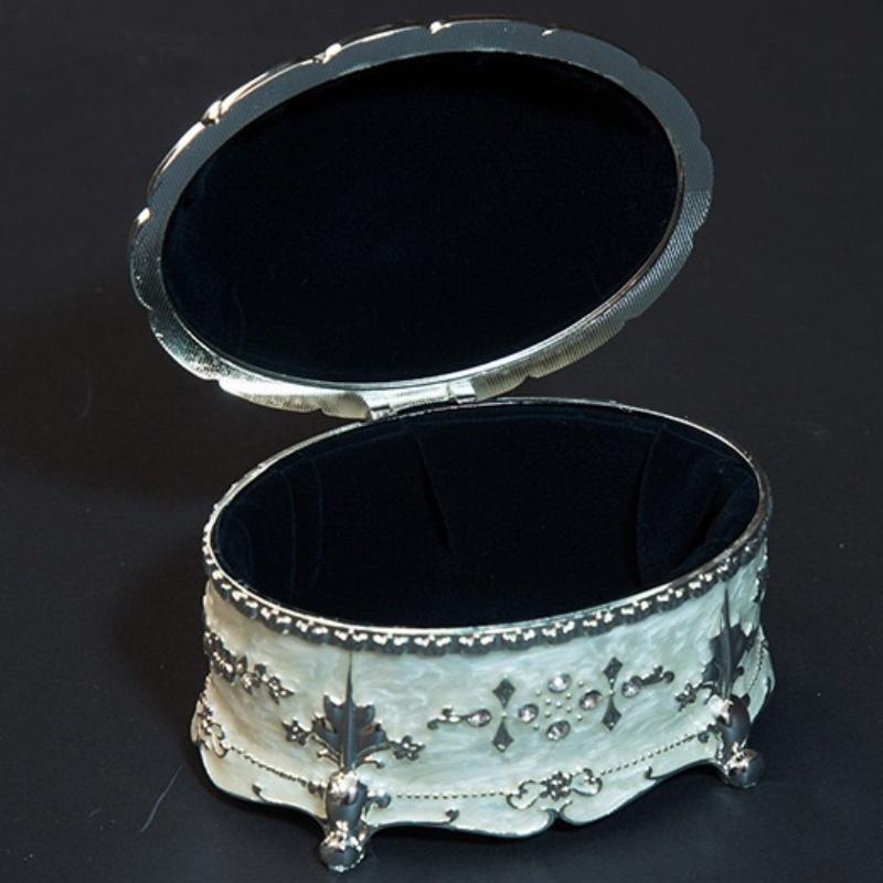 European Style Necklace Storage Box  ,Oval Alloy Large Inlaid Gem Ring Storage Jar Dresser Necklace Organizer Display Case