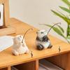 Funny Resins Wood Texture Animal Fishing Figurine Desktop Computer Monitors Decorations Funny Sculpture Dashboard Decors