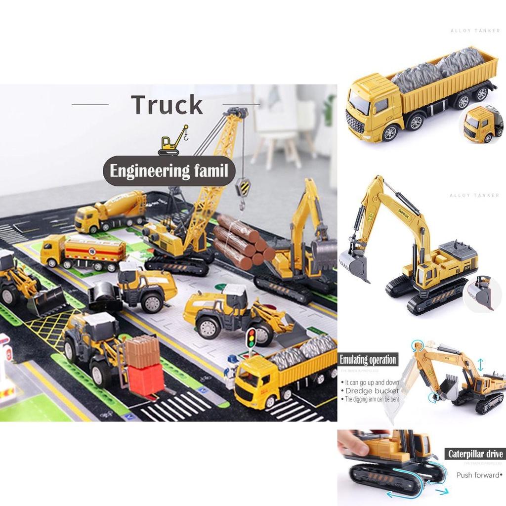 Classic Simulation Alloy Engineering Car Model Toy Set For Kids With Excavator