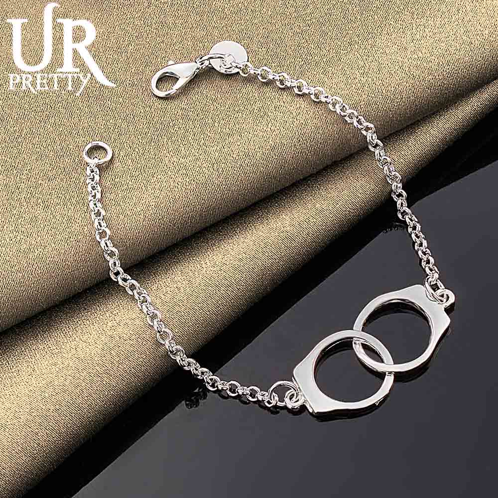 925 Sterling Silver Full Circle Ring Design Chain Bracelet Fashionable Wedding Jewelry