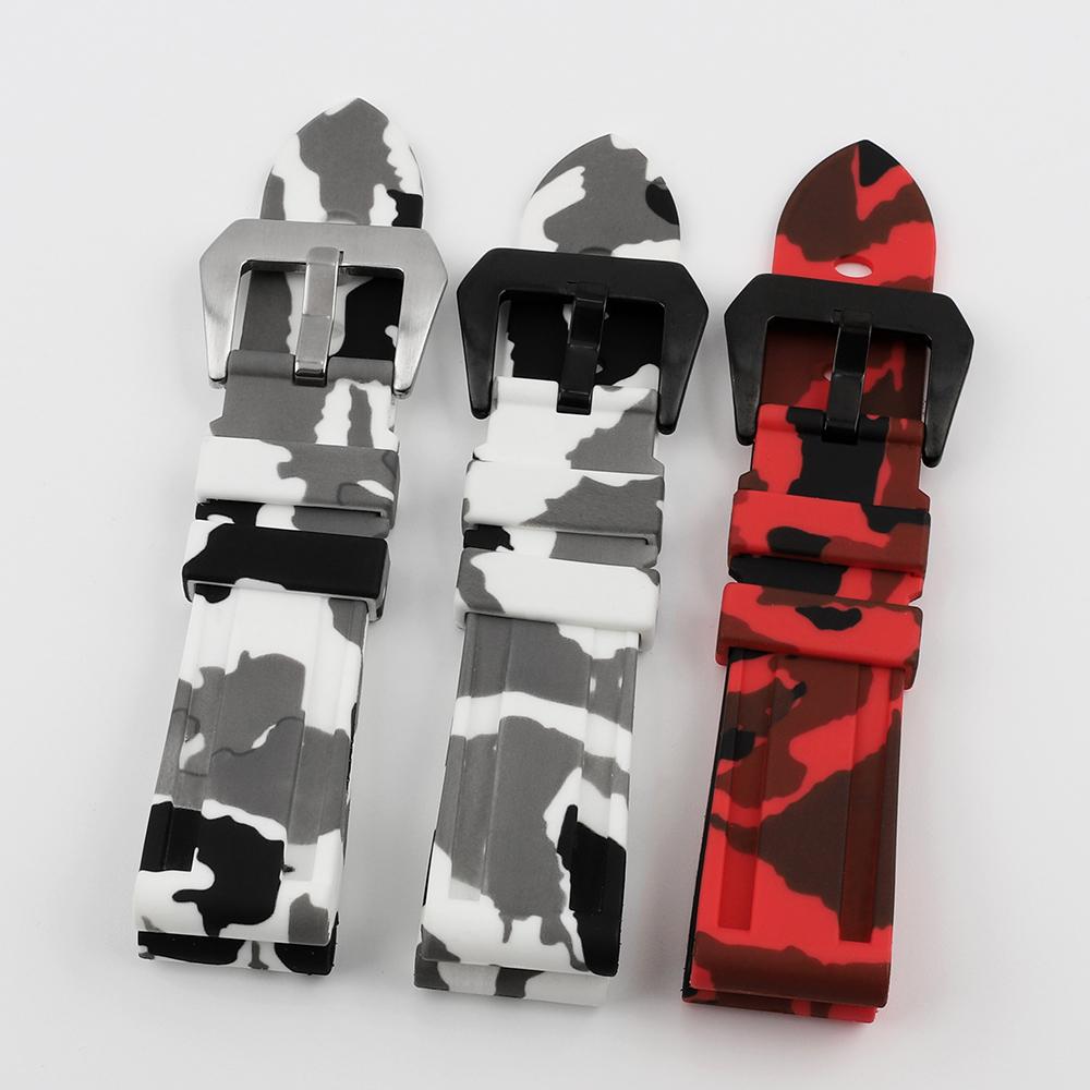 Universelles Camouflage-Silikon-Uhrenarmband 22mm 24mm 26mm Wasserdichtes Armband für Herren Damen Gummiarmband Bandzubehör