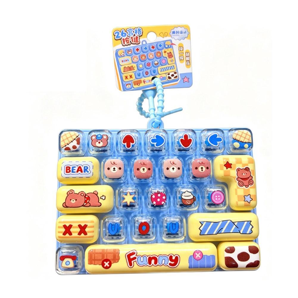 Cartoon Mechanical Keyboard Fidget Toy Pendant Stress Relief Clickable Keys Decompression Toy Backpack Keychain Hanging Ornament