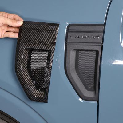 ABS Carbon Fiber/Matte Black Car Front Fender Side Air Vent Cover Trim For Ford Maverick -2024 Shark Gills Side Vent Sticker