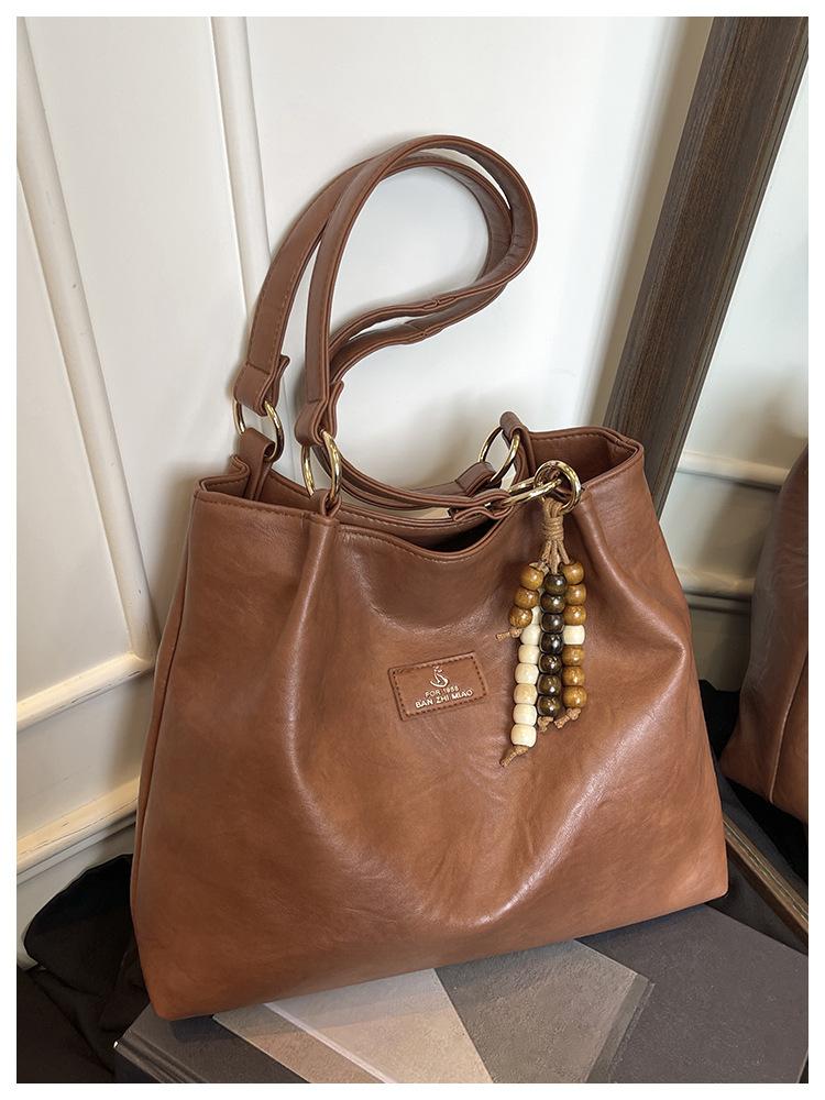 Fashion big bag women's 2025 new casual retro commuter tote bag large capacity versatile shoulder bag tide