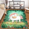Cute Cartoon Unicorn Carpet with Green Floral Background Design Suitable for Use As an Anti-slip for Living Room Bedroom Sofas