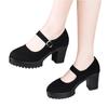 Medium heel cloth shoes spring black platform thick heel non-slip shoes square dance shoes single shoes
