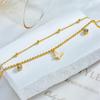 Gold Plated Layered Butterfly Anklet with CZ, Dainty Double Chain Beaded Foot Jewelry with White Enamel Butterfly, Cute Summer Jewelry for Women Gift