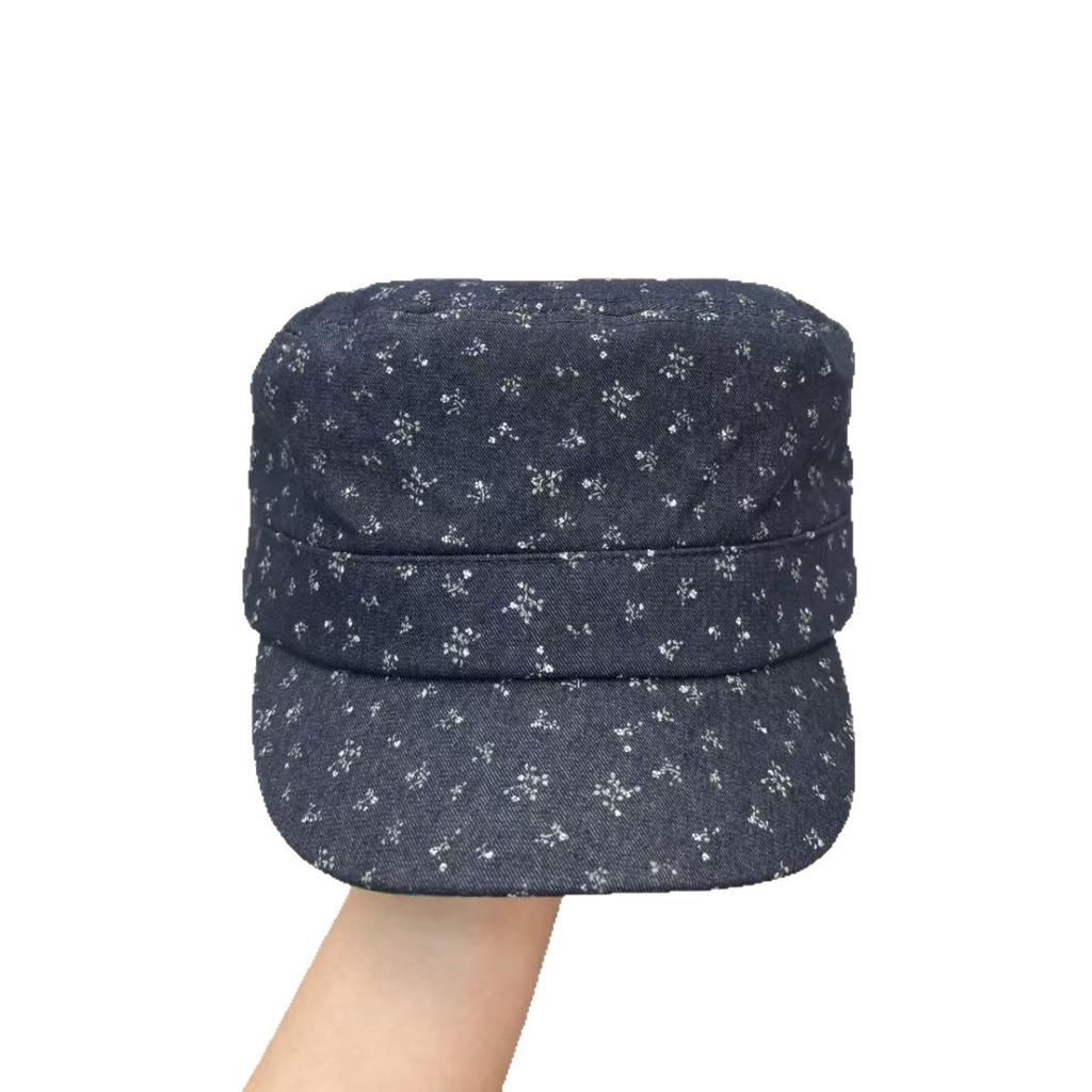 Korean Ins Floral Flat-Top Equestrian Hat Female Small Fresh And Sweet Face Small Outdoor Sunshade Cap