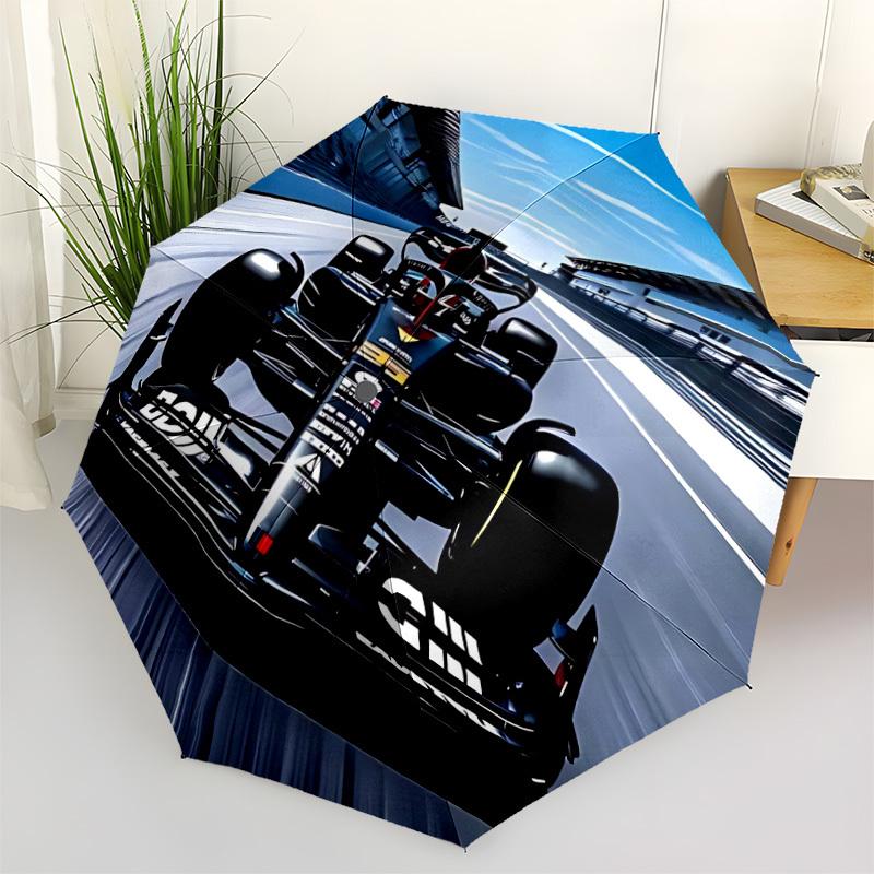 1pc Formula One Fashionable Auto Opening/Closing Folding Umbrella with 8 Bones, Windproof Portable, Daily Use038