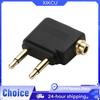 XIKCU 1-5pcs/Lot Dual 3.5mm Plug Adaptor Jack Audio Headphone Converter Adapter for Airline Airplane Travel Earphone Connector 6