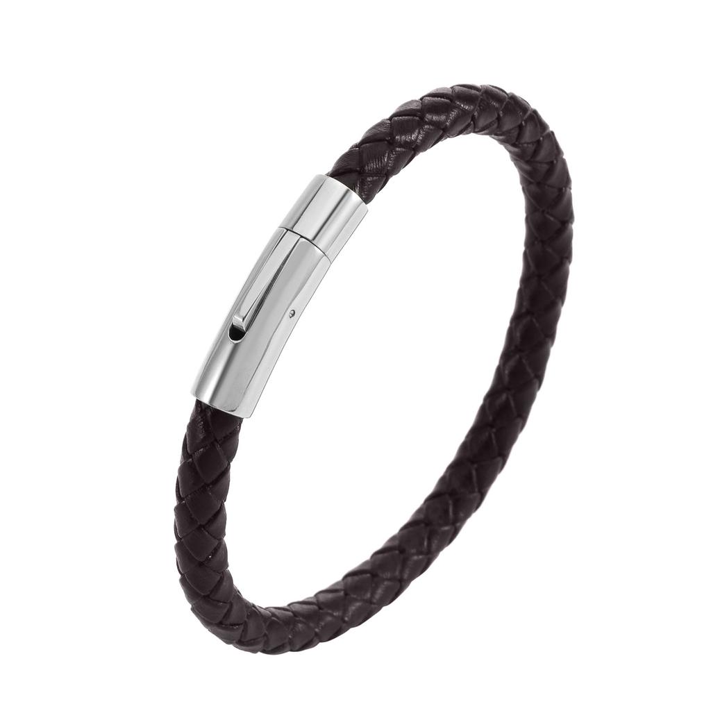 European and American Leather Bracelet Stainless Steel Snap Button Men's Woven Leather Bracelet