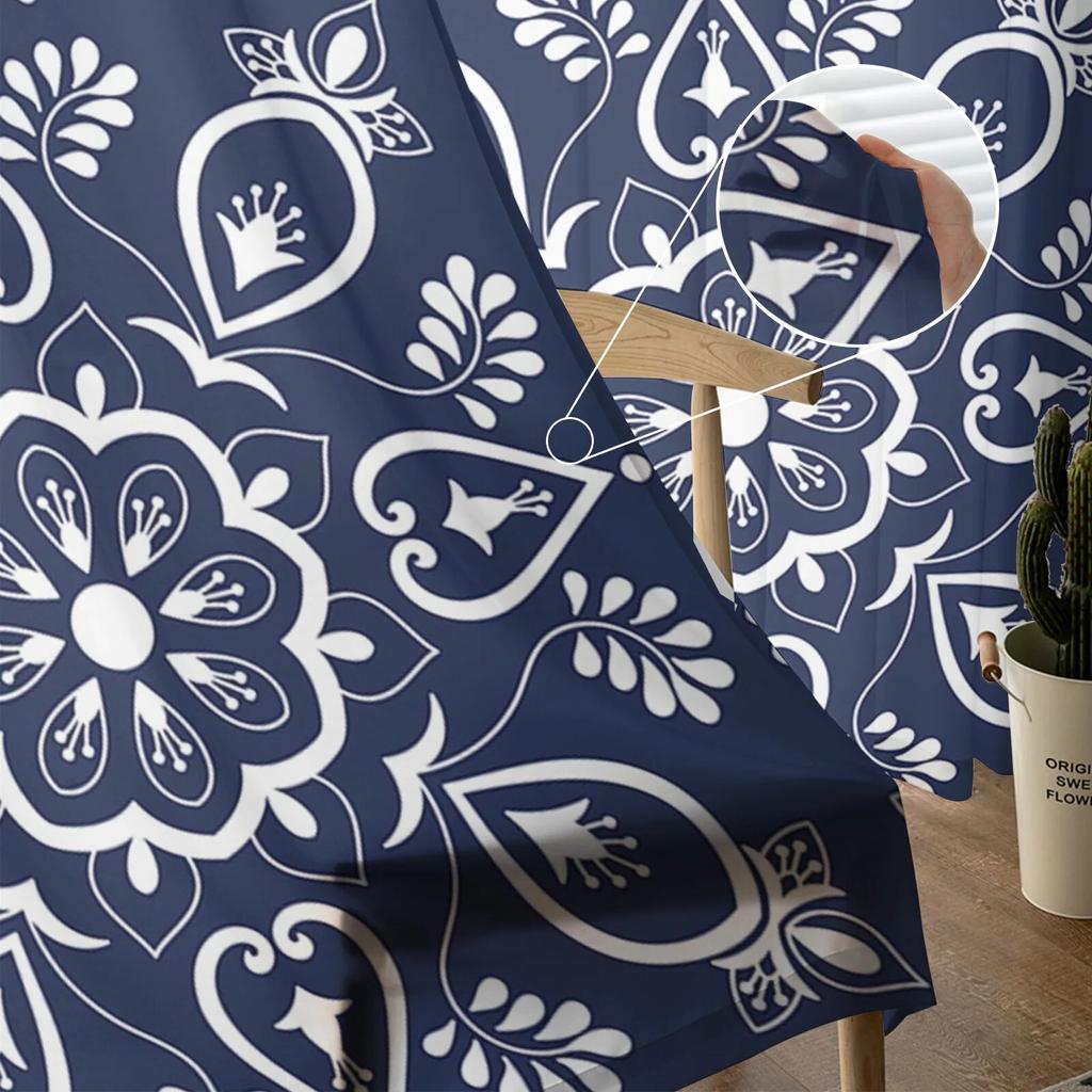 Flower Leaves Lines Bedroom Transparent Sheer Curtains Holiday Decoration Window Voile Tulle Curtain