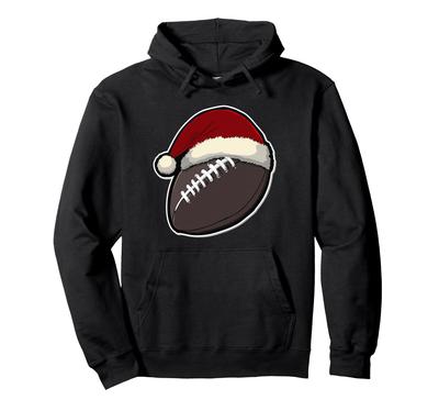 American Football Ball Santa Hat Funny Christmas Hoodie