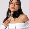 Fashion Accessory Exaggerated Design Rose Flower Adjustable Length Big Rose Rope Romantic Style Large Petal Flower Party Wear