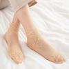 Women Rose Lace Socks Thin Transparent Elastic Mesh Stockings Breathable Anklet