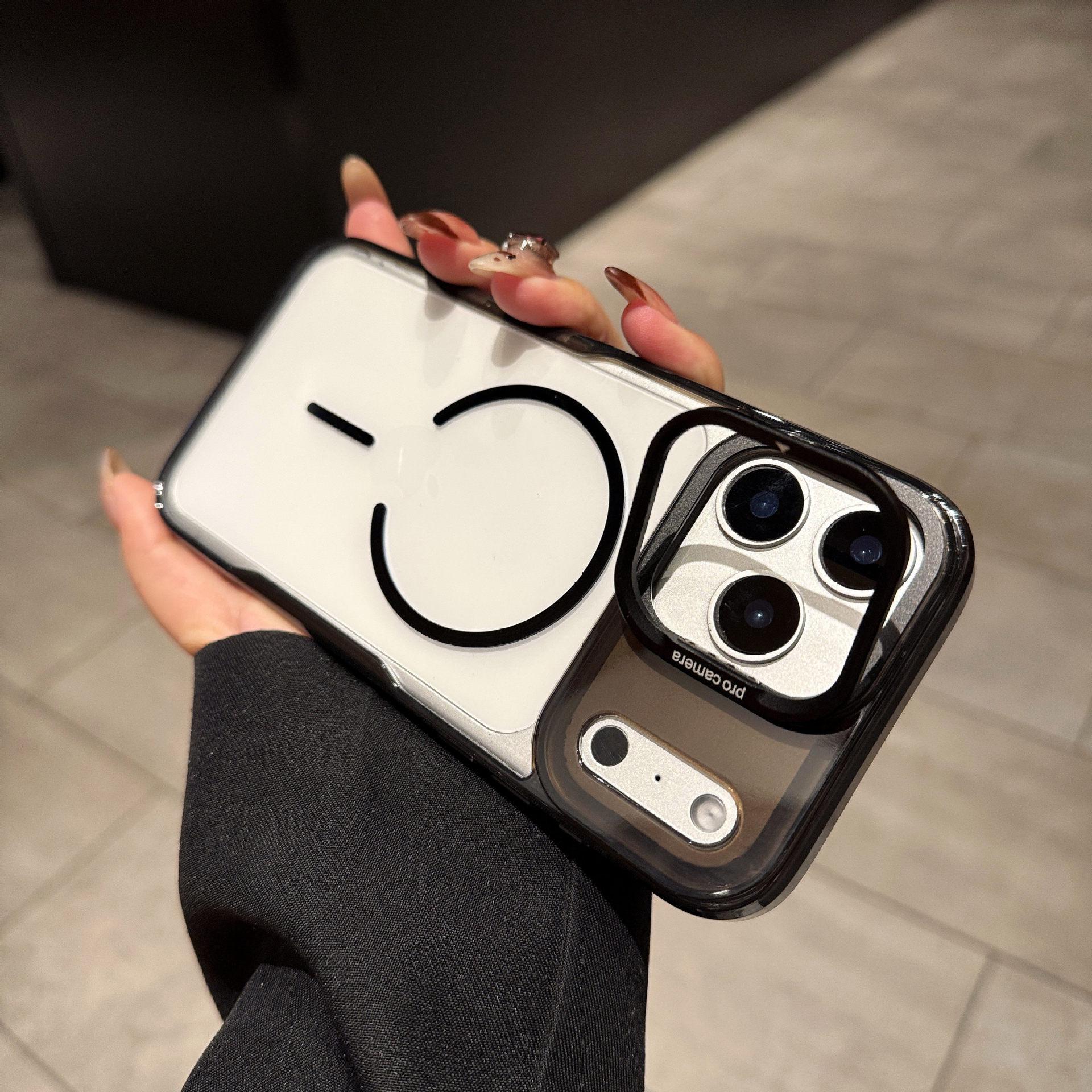

Transparent Magnetic Phone Case with Stand for iPhone 17 Pro Max, 16, 15 Plus, 14 Lens 12