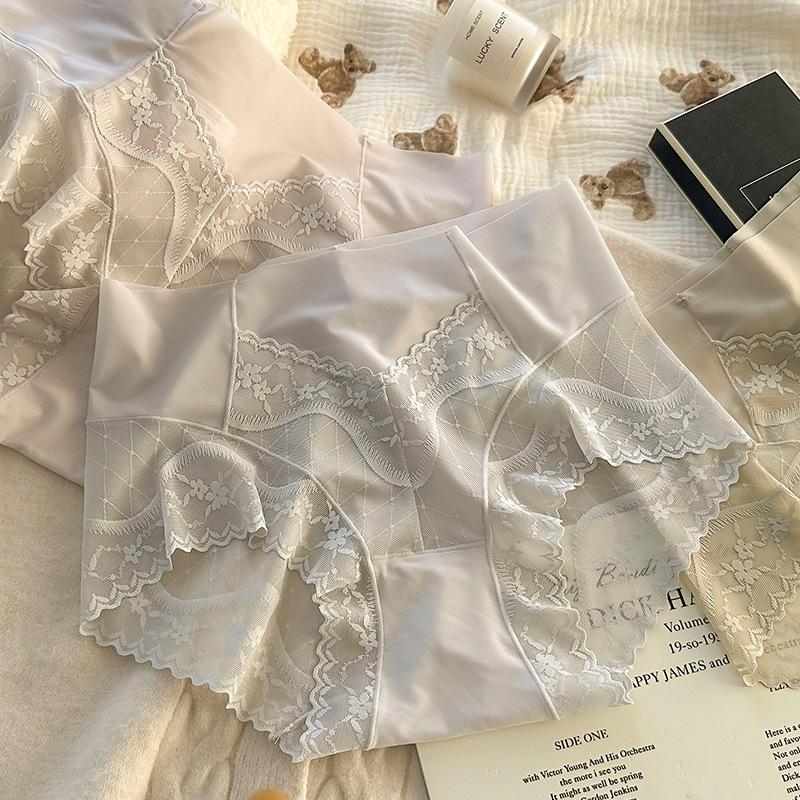 Big Size Lady Sexy Lace Edge Lift Hip Breathable High Waist Pure Desire Wind Underwear