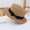 Flat Top Hat Women's Summer Straw Hat Holiday Straw Seaside Beach Hat Sunscreen Shade British Top Hat