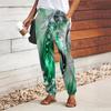 Women Diamond Printing Pants Lace Up Elastic Waist Loose  Trousers Casual Long Pants Trousers with Pockets