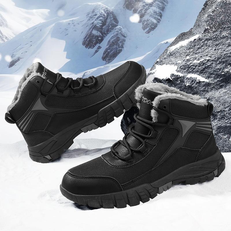 Winter fashion high-top hiking shoes for men and women outdoor thickened non-slip snow boots velvet warm breathable cotton shoes