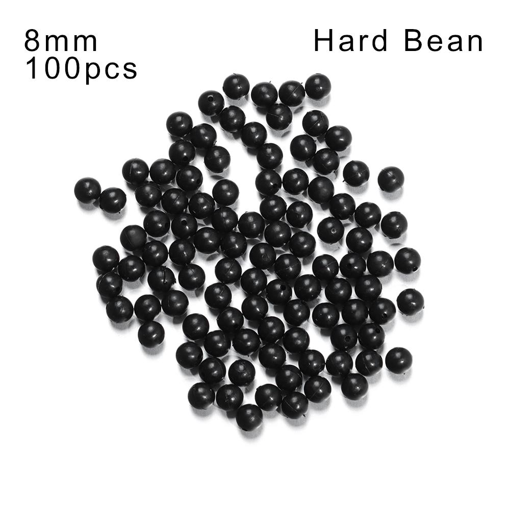 100PCS/Bag Fishing Beads Space Stopper Black 3mm-12mm Round Soft and Hard Beans Fishing Lures Bait Hook Rig Accessories