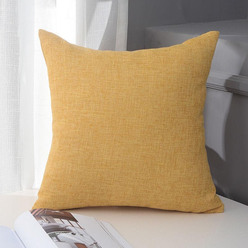 Vintage Minimalist Cotton Linen Cushion Cover Solid Color Chinese Style Boho Pillow for Sofa Office Bedroom Back Support