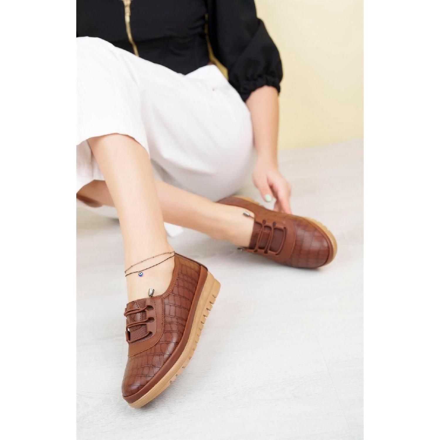

Woman Taba Coffee Skin Daily Casual Orthopedic Slipper Base Flat Shoes 39
