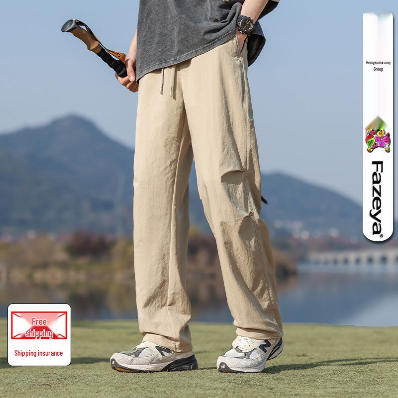 

2025 Американская Высокая Улица Унисекс Парашютные Штаны - Удобный, Универсальный Дизайн с Эластичным Поясом для Повседневной Носки Large хаки