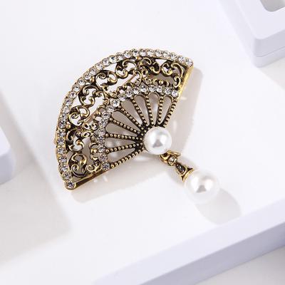 Etnic Strass Perla Retro Moda Fan Brosa Cheongsam Jachetă Accesorii Broșă Pin