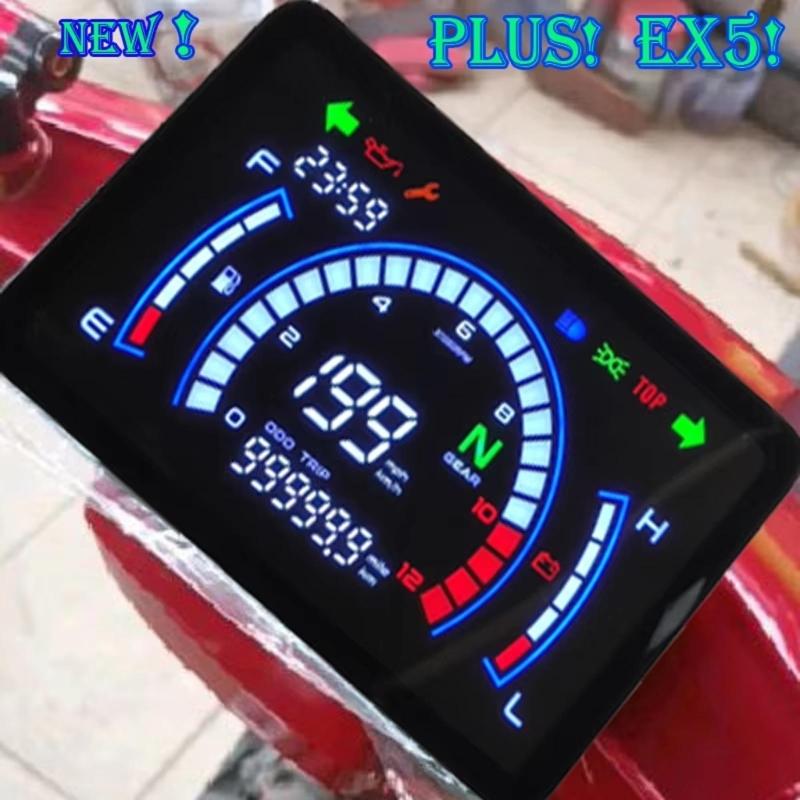 Universeller Motorrad-Tachometer Digitaler Geschwindigkeitsmesser Drehzahlmesser Armaturenbrett Instrumententafel Meter für EX5 Dream/EX5 Ipowed
