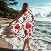 Hello Kitty Red Heart Beach Towel Single Sided Print Soft Microfiber Beach Towel Pool Beach Vacation Accessory Sweet Lovely Gift