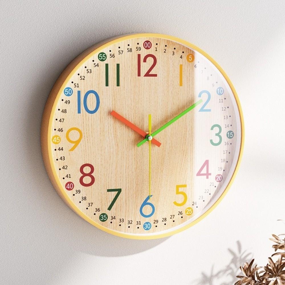 12 Inch Numeral Wall Clock Colorful Children Clock Silent Electronic Clock  Home Office Decors