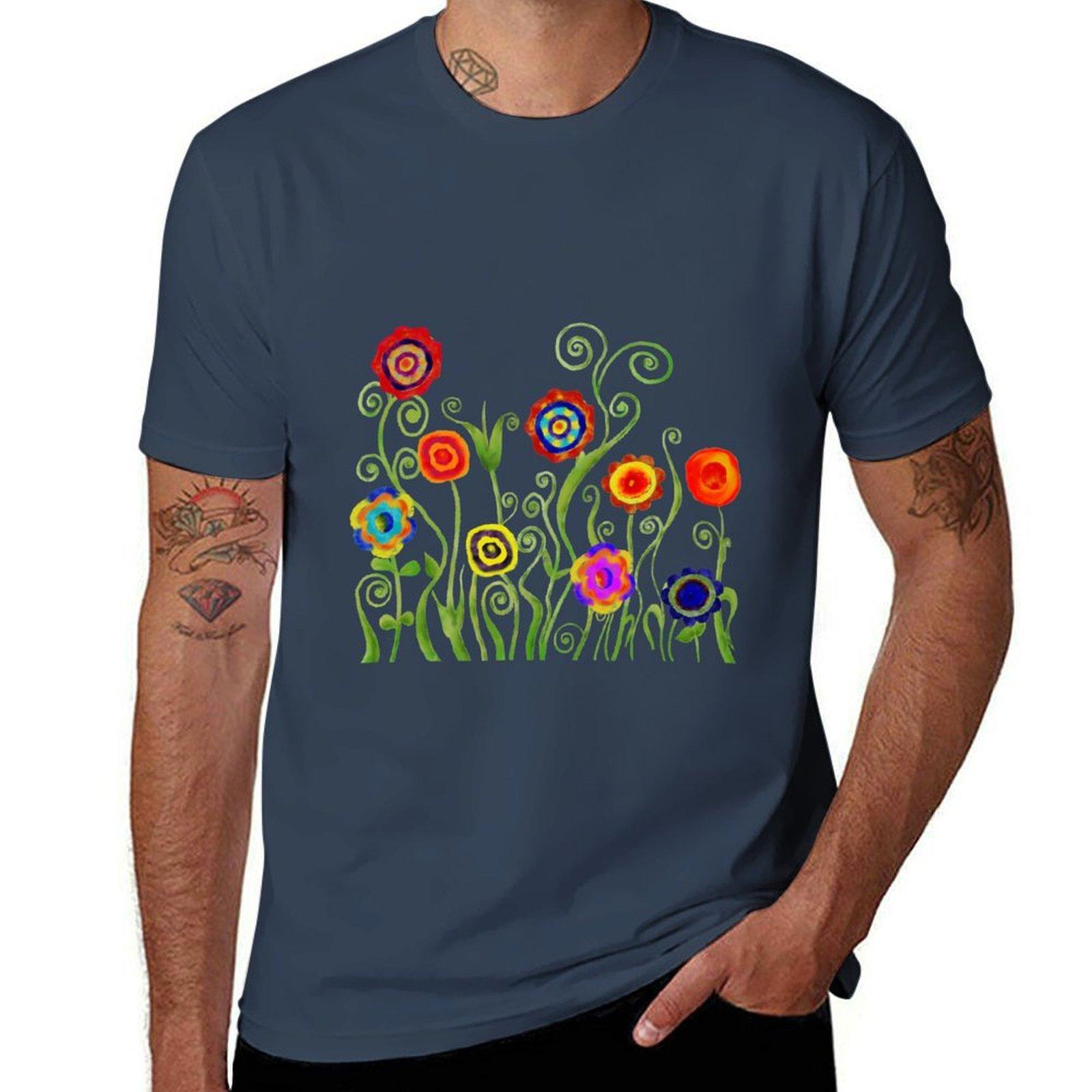 Watercolour Foliage And Flowers Tshirt Plus Size Outdoor Casual Top S