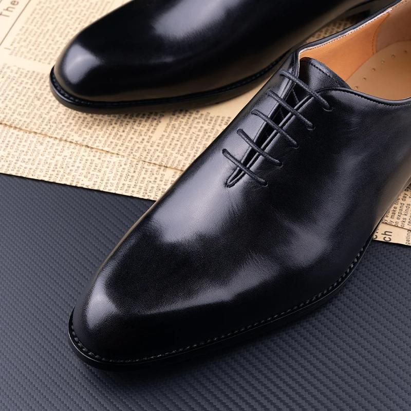 Fashion Handmade Classic Men's Pure Leather Shoes Solid Color Oxford Casual Business Office Dress Shoe For Gentleman Lace Up Comfortable