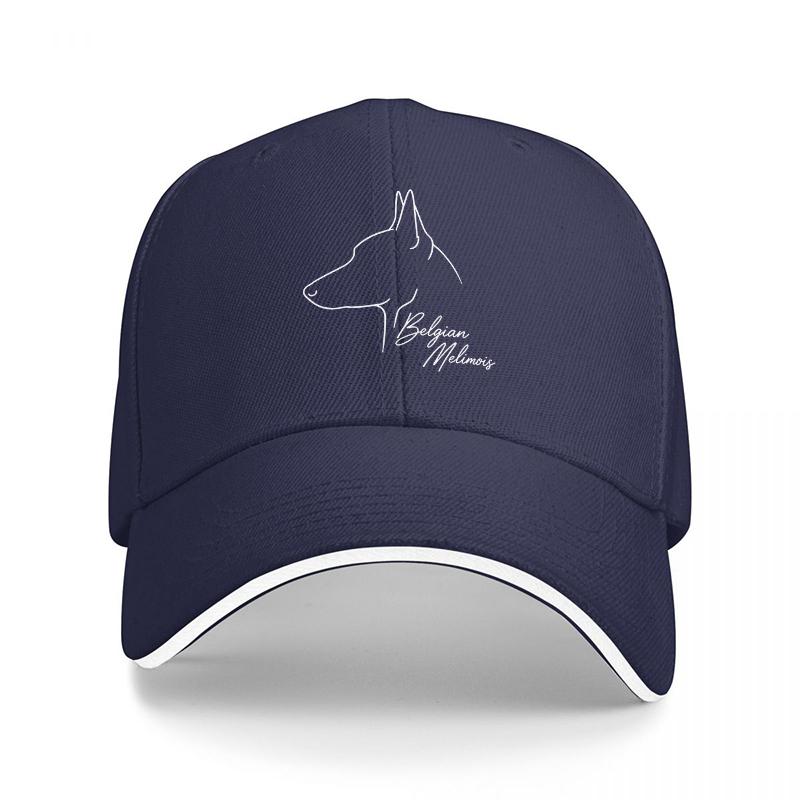 Belgisk Vallhund Hund Kontur Logotyp Basebollkeps Svart med Vit Kant Snygg Husdjursälskare Accessoar för Unisex och Kvinnor