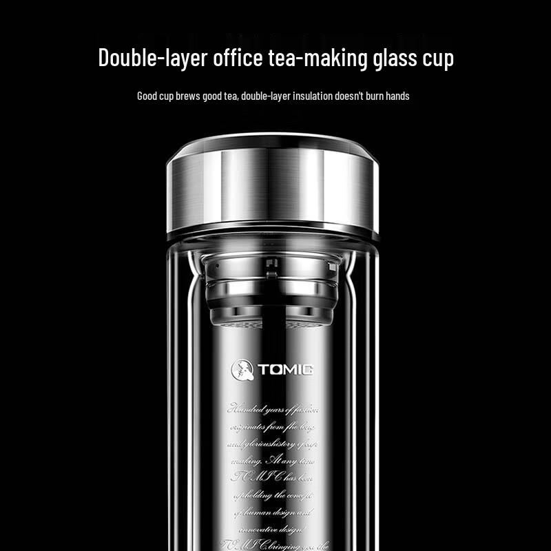 TOMIC Double-Wall Glass Tea Infuser Bottle