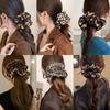 Autumn and Winter Retro Leopard Print Pleated Flower Large Intestine Hair Band Maillard Style Hair Rope European and American Hair Accessories Women