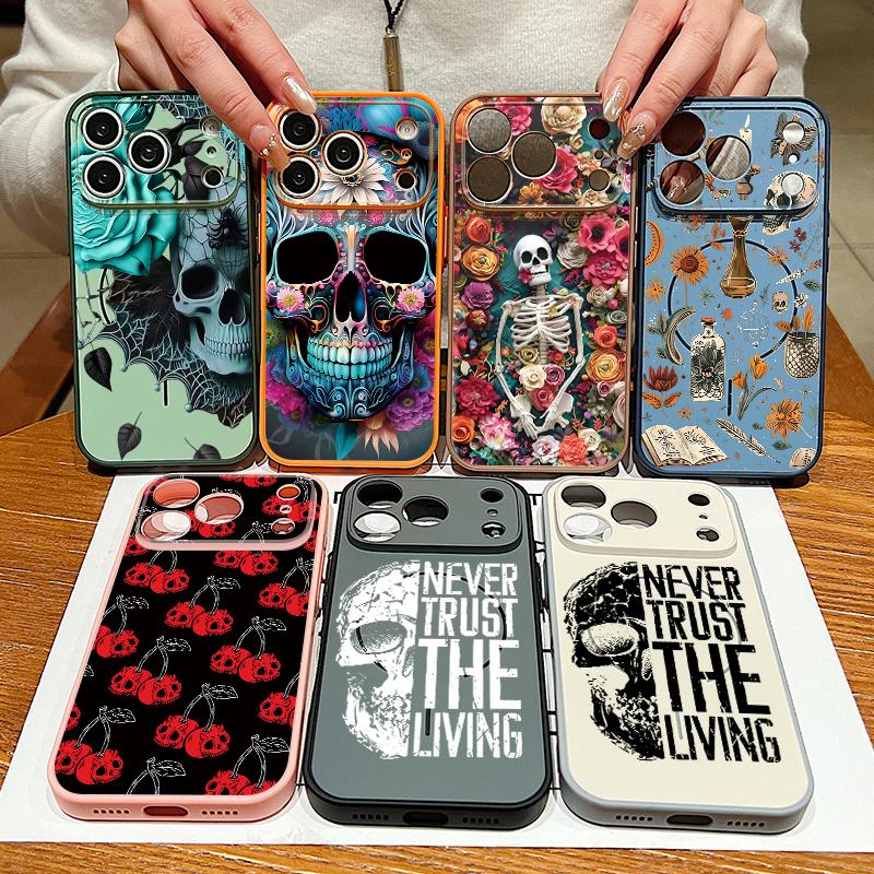 Lettered Skull Pattern Case For iPhone 17 Pro Max Magnetic For Magsafe Hybrid TPU+PC Matte Cover For iPhone 16 15 14 13 Pro Max