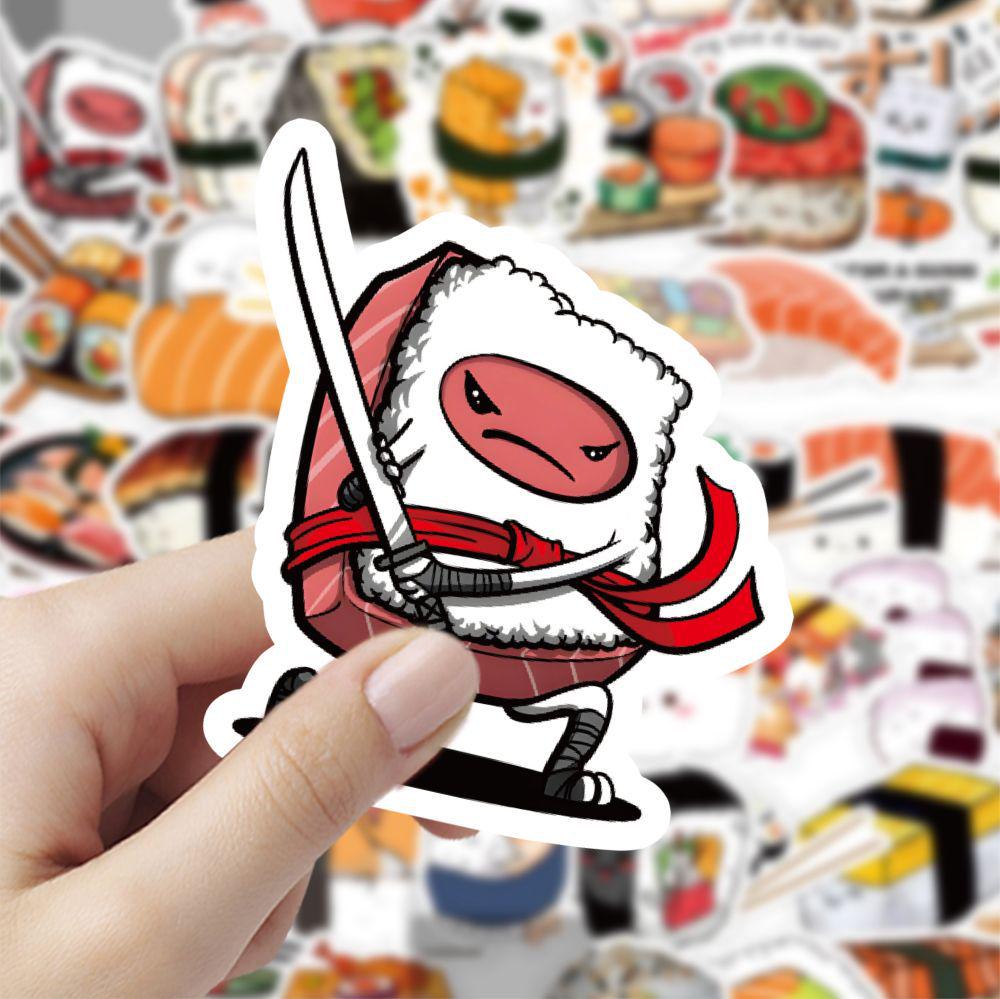 60 Waterproof Cartoon Sushi Rice Ball & Sandwich Stickers - Japanese Style Fun Food Sticker Album
