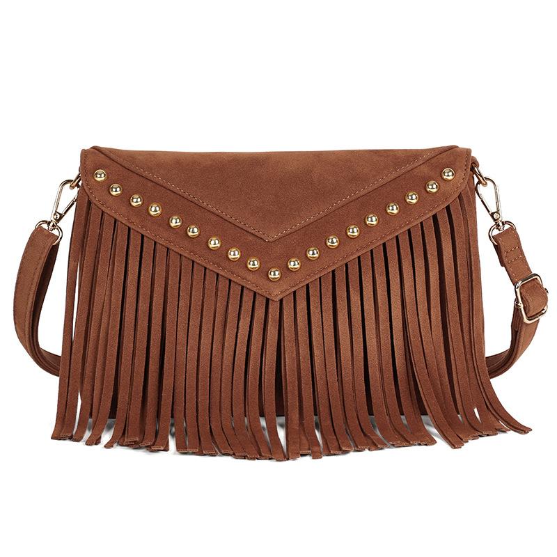 European and American Trendy Women's Bag New Tassel Bag Shoulder Bag Envelope Small Square Bag