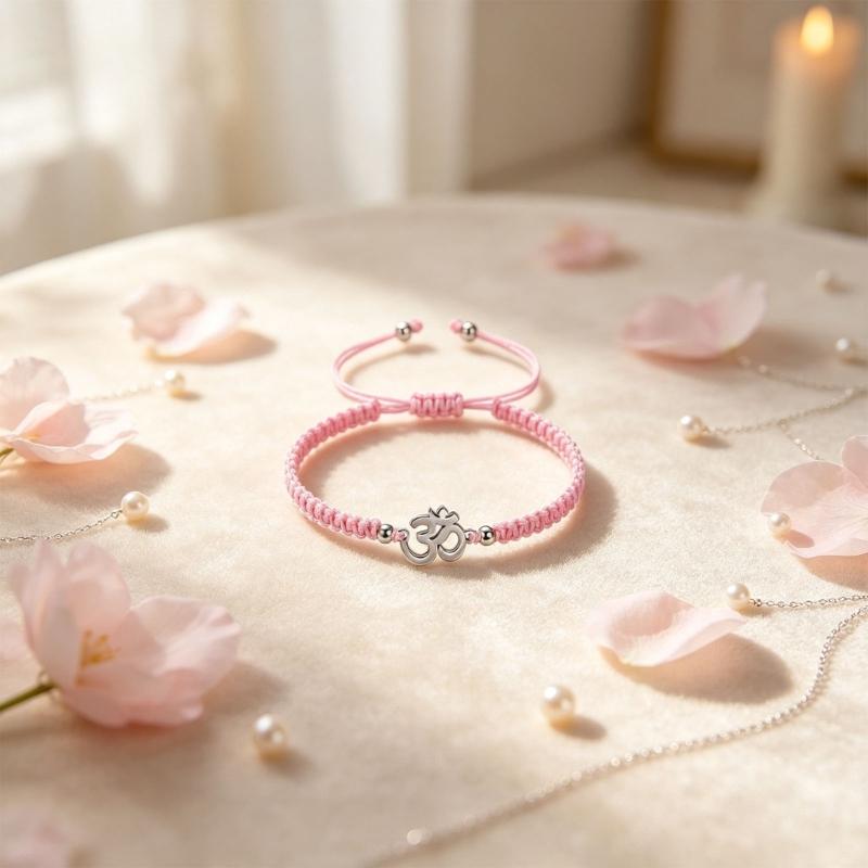 Symbool Hanger Verstelbare Gevlochten Armband, Schuifknoop Polsketting voor Casual Dagelijkse Styling met Stalen Detail
