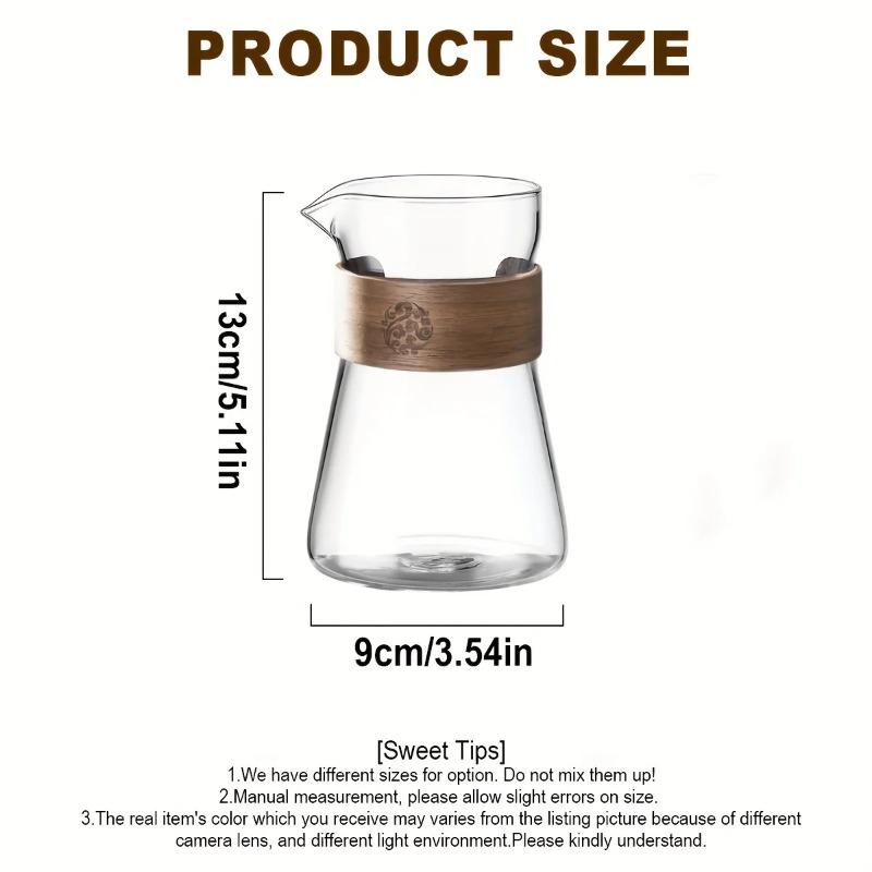 17oz/500ml Glass Coffee Pot Carafe with Wood Heat-Resistant Layer, High Borosilicate Espresso Shot Glass Mug , Coffee Accesories