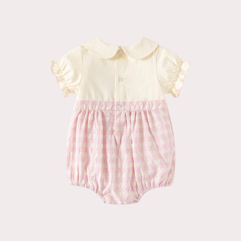 Baby Wrap Fart Clothes Summer Style Baby Girl Sweet Pink One-piece Ha-yi Doll Collar Baby Thin One-year-old Crawling Clothes