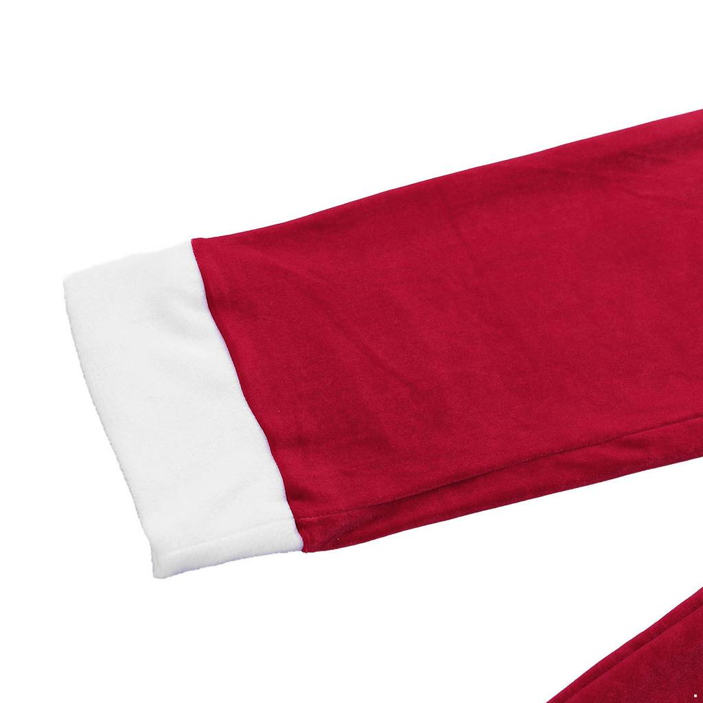 Mens Santa Claus Pants Christmas Cosplay Costume Red Soft Velvet Long Loose Trousers