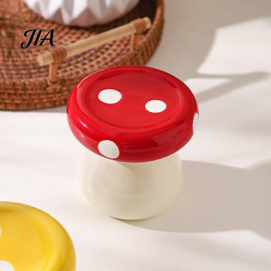 Mushroom Toothpick Box Ceramic Holder, Cotton Swabs Dental Floss Container, Shape Storage for Home and Kitchen Countertop Desktop