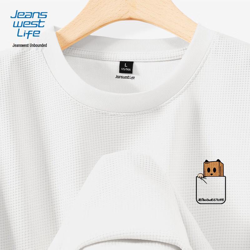 JEANSWEST LIFE Men's Waffle-Knit Long Sleeve T-Shirt