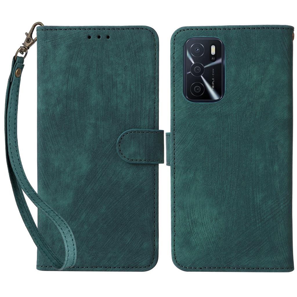 For Oppo A16/A16s/A54 4G/A55/A55 5G/A53s 5G/A54s Stand Phone Cover RFID Blocking Wallet Leather Case with Strap