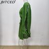 BITCED Spring Women's Solid-Color Elegant Casual Long-Sleeve Tie-Back Slim-Fit Short Dress