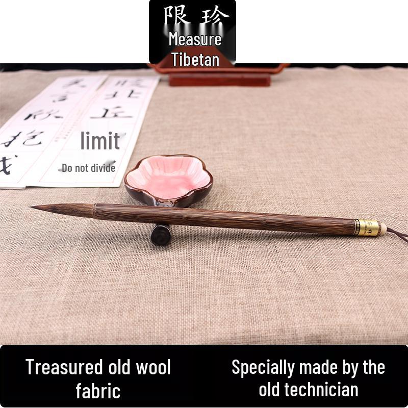 High Elasticity Purple Wolf Hair Brush - Natural Hemp Bamboo, Medium-Large, French Script Painting Small